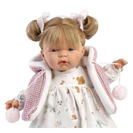 Llorens Muñeca Llorona Joelle Chaleco Lana Rosa 38cm