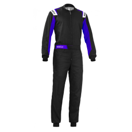 Sparco S002343NREB2M - Mono de Kart Rookie 2020 Negro-Azul Talla M, con banda elástica trasera y forro perforado
