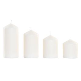 DKD Home Decor Vela Básicos de Cera Blanca 14x16x14 cm, Juego de 4 Velas Decorativas para Hogar con Duración de 35 a 60 Horas