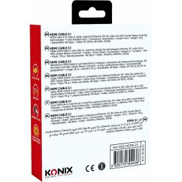 Konix Cable HDMI 2.1 para Nintendo Switch 2, Compatible con 4K y 8K, Nailon Trenzado, 1.8 m, Negro