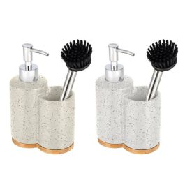 Jabonera Home ESPRIT Beige Gris Plateado Bambú Acero Inoxidable Dolomita 11,5 x 6,5 x 18,5 cm (2 Unidades) Precio: 13.78999974. SKU: B1A46MD7CE