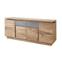 DKD Home Decor Buffet Alpino Natural Gris Madera Sheesham con 2 Cajones, 4 Puertas y 2 Estanterías - Ancho 175 x Fondo 45 x Alto 72 cm