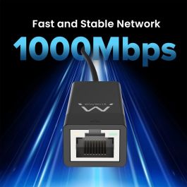 Ewent Adaptador USB 3.2 a RJ45 Gigabit EW1017 - Hasta 1000 Mbps, Conexión LAN para PC/Portátil