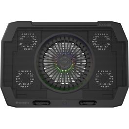 GENESIS Oxid 850 Almohadilla Refrigeradora para Portátil 17.3" con 5 Ventiladores, Iluminación RGB, Ajuste de Altura y 2 Puertos USB Negro