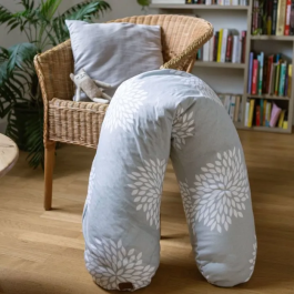BEABA Almohada de Maternidad Big Flopsy - Diseño Flores Gris - AACEM20368