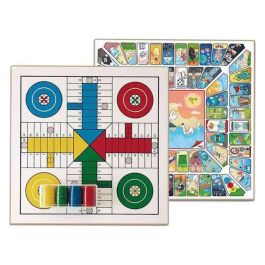 Tablero parchis 4 y oca de madera 33x33 cm con accesorios