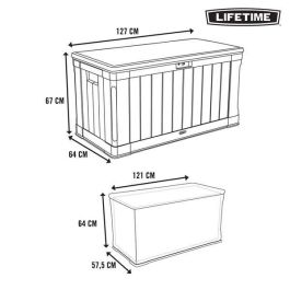 Lifetime Arcón de Almacenaje Exterior Marrón, Ideal para Jardín y Terraza, Gran Capacidad 440 Litros, Resina Plástica Resistente, Medidas 127x64x67 cm