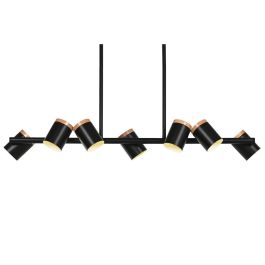 DKD Home Decor Lámpara Techo Moderna Negra y Marrón Metal y Madera 18 x 164 x 104 cm