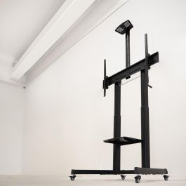 TooQ Soporte de Suelo con Ruedas FS20406HM-B para Pantallas de 60"-100", Negro, Altura Regulable