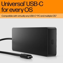 HP Universal USB-C Hub Multiport 7 Puertos, Cargador para Portátil y Estación de Acoplamiento Dual 4K HDMI DisplayPort