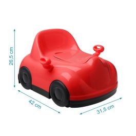 KioKids Orinal Infantil Coche Rojo con Retrovisores, Respaldo y Tapa Extraíble para Aprendizaje y Operación Pañal +12 Meses