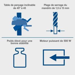 Scheppach DP16VLS Taladro de Columna 500W con Láser Cruzado de Precisión, Portabrocas 16mm, 5 Velocidades para Madera y Metal
