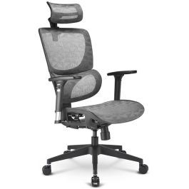 Sharkoon C30M Silla Oficina OfficePal, Asiento/Respaldo de Malla Gris, Reposabrazos 3D, Ergonómica, hasta 120kg