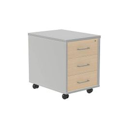 Rocada Cajonera Serie Store con 3 Cajones 60x40x60 cm, Acabado Gris/Blanco, Ruedas con Freno, Cierre Centralizado y Antivuelco