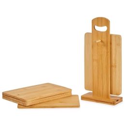 Set Tabla de cortar Con soporte Marrón Bambú (6 Piezas) (21 x 14 x 0,8 cm)