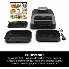 Ninja DG551EU Parrilla y Freidora sin Aceite Max 6 en 1, 1760W, 6 Modos de Cocción, Gris