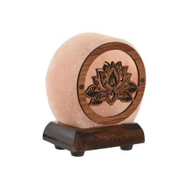 DKD Home Decor Lámpara de Sobremesa Árabe de Sal del Himalaya y Acacia Rosa Marrón LED 5.5 x 10.5 x 8.5 cm