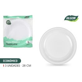 Set de 3 platos redondos de plástico económico, 28 cm - Algon (24 Cajas) Precio: 16.50000044. SKU: B15L6BHV4P
