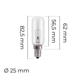 Bombilla Incandescente Tubular Transparente 25W E14 Luz Cálida 220-240V