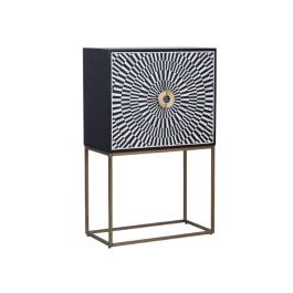 Armario Romimex Blanco Negro Dorado Metal Hueso Madera de acacia 80 x 125 x 40 cm