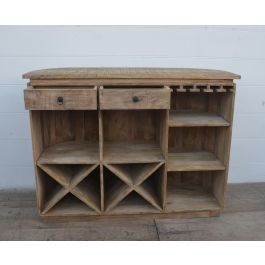 DKD Home Decor Mueble Bar Alpino Marrón de Madera Mango con 2 Cajones y 4 Estanterías 54x146x110 cm