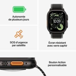 Apple Watch Ultra 3 Titanium Cellular 49mm, Caja de Titanio con Correa Alpine Loop Negra, Talla L