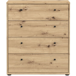 TEMPRA Comoda de 4 Cajones, Efecto Roble Artesano, Dimensiones 73.7 * 34.8 * 85.5 cm, Modelo T2KK212D78