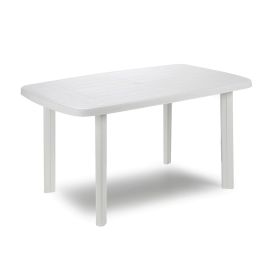 Mesa ovalada color blanco para exterior 72 x 137 x 85 cm