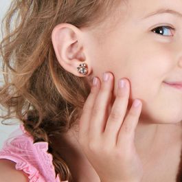 Disney Pendientes Minnie Mouse Bañados en Plata 18 ct Oro Rosa Piedras Engarzadas Oficial