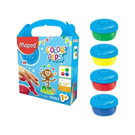 Pintura De Dedos Maped Caja De 4 X 80G (Azul,Amarillo,Rojo,Verde)