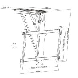 Equip Soporte Techo Motorizado para TV de 32" a 70", Control Remoto Incluido, Carga Máx. 35Kg, Compatibilidad VESA Amplia
