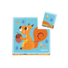 Imaginovo Puzle Infantil de Madera Cubos de Animales +24 Meses 15 Piezas 12 Patrones 22x22x6.4cm