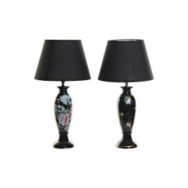 Lampara Sobremesa Oriental DKD Home Decor Negro Dorado 28 x 51 x 28 cm (2 Unidades)
