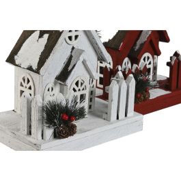 Casa Navidad Tradicional DKD Home Decor Rojo Blanco 18 x 56 x 27 cm (2 Unidades)