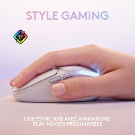 Logitech G G705 - Ratón Gaming Inalámbrico LIGHTSPEED y Bluetooth, LIGHTSYNC RGB, Compacto para Manos Pequeñas - Niebla Blanca
