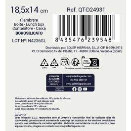 Quttin Fiambrera Rectangular 2 Compartimentos 18.3 x 14.3 cm 580 cc (6 Unidades)