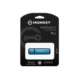 Kingston Memoria USB 3.2 16GB IronKey Vault Privacy 50 Series - Cifrado AES-XTS 256 bits FIPS 197, Resistente al Agua