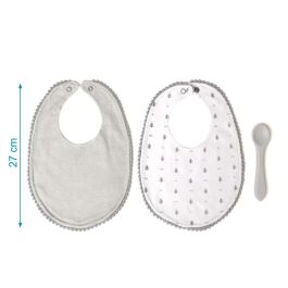 Set Gris De Dos Baberos Y Cuchara Gris Set Gris De Dos Baberos Y Cuchara Gris
