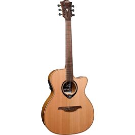 LAG Guitarra Acústica Hyvibe H2 Auditorium Electroacústica Cutaway Tapa Maciza Cedro