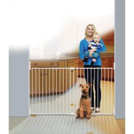 Dreambaby Barrera de seguridad Broadway Gro Gate Extra grande, para atornillar, Blanco, ancho ajustable 76-134,5 cm, apertura ambidextra