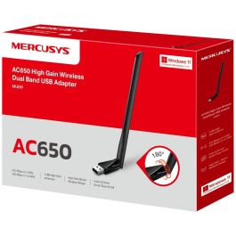 Mercusys MU6H AC650 Adaptador USB Inalámbrico Doble Banda Alta Ganancia Wi-Fi 5 650 Mbps para PC/Portátil