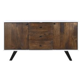 DKD Home Decor Buffet Blanco Marron Oscuro 3 Cajones 2 Puertas 150 x 40 x 80 cm