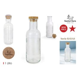 Santa Clara Botella de Vidrio 1 Litro con Tapa de Corcho, Rayas Horizontales, Color Santa Clara (12 Unidades) Precio: 32.1618. SKU: B1ARR4TDAM