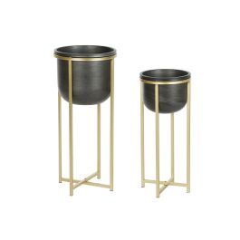 DKD Home Decor Macetero Glam, Set de 2 Unidades de Metal Negro Dorado Desmontable, 65 cm Alto x 28 cm Ancho x 28 cm Largo Precio: 65.49999951. SKU: B18VPQAFYV