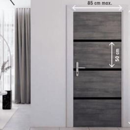 Kit de Renovación para Puerta Interior - NORDLINGER PRO - 4 Hojas 85 x 50 cm y 3 Perfiles Negros 85 x 2 cm - Gris Ágata