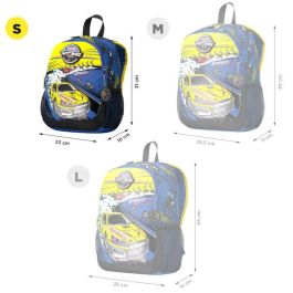 Totto Mochila Escolar Pequeña Coches de Carreras MJ04VLC001-2310-6J7S Azul 31x23x10 cm