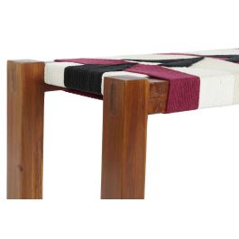 DKD Home Decor Descalzadora Colonial Marron Natural Acacia Algodon 90 x 43 x 32 cm (2 Unidades)