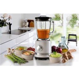Ariete Batidora de Vaso Moderna Blanca con Vaso de Vidrio, 4 Cuchillas de Acero Inoxidable y 4 Velocidades Ariete Batidora de Vaso Moderna Blanca con Vaso de Vidrio, 4 Cuchillas de Acero Inoxidable y 4 Velocidades