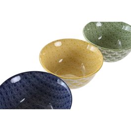DKD Home Decor Bol Oriental Porcelana Verde Azul 15.4 x 7.4 x 15.4 cm Apto Microondas/Lavavajillas (12 Unidades)
