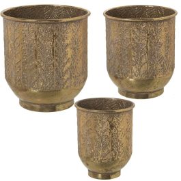 Set de Maceteros Alexandra House Living Dorado Metal (3 Piezas)